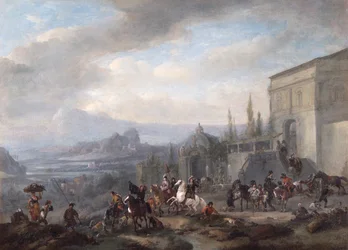 Het vertrek van een valkenjachtpartij, ca. 1650s