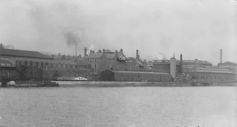 Uitzicht op de Engine Works en Hoofdkantoor, Elswick Works, Newcastle upon Tyne