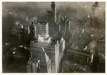 Luchtfoto van het centrum van Manhattan, genomen vanaf de LZ 127 Graf Zeppelin, New York 1928
