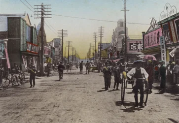 Japan, ca. 1912: Theatre Street, Yokohama