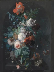 Vaas met bloemen van Jan van Huysum