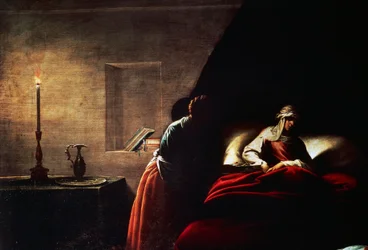 Geboorte van de Maagd, door Pier Francesco Mazzucchelli bekend als il Morazzone (1573-1626), schilderij, Kerk van Santa Maria di Loreto, Arona, Novara, Italië.