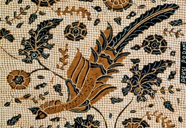 Batik met traditioneel ontwerp genaamd peksi podang, Surakarta, Java, Indonesië (detail)
