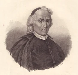Portret van Italiaanse presbyter en historicus Ludovico Antonio Muratori (1672-1750), kopergravure