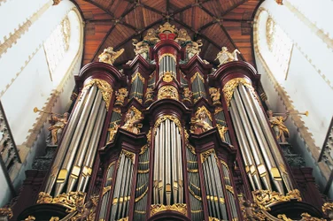 Het orgel in de St-Bavokerk of Grote Kerk, gebouwd door Christian Muller, Haarlem, Nederland