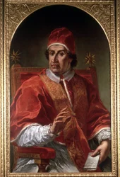 Portret van Clemens XI (1649 - 1721) door Pier Leone Ghezzi. Museo di Roma. Rome
