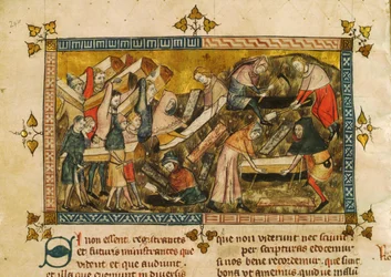 De begrafenis van de slachtoffers van de pest in Doornik, ca. 1353