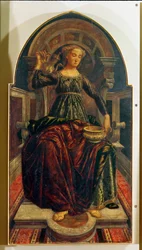 Matigheid, uit een serie panelen die de deugden uitbeelden, ontworpen voor de Raadzaal van de Koopmansgilde, 1469