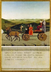 Allegorische triomf van Battista Sforza (tempera op hout)