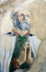 Detail van De Legende van het Ware Kruis met ontdekking en verificatie van het Ware Kruis, door Piero della Francesca