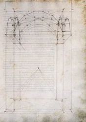 Perspectief van gang met kruisgewelf, pagina uit De Prospectiva pingendi, door Piero della Francesca