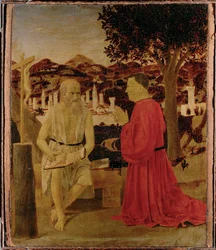 Hiëronymus en een toegewijde (schilderij op hout)