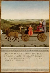 Triomf van de hertogin van Urbino, Battista Sforza (tempera op hout)