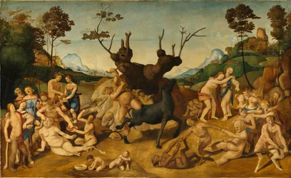 Italiaans: Geschiedenis van Silenos, scène: De tegenspoed van Silenus