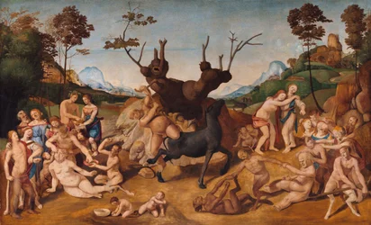 Italiaans: Geschiedenis van Silenos, scène: De tegenspoed van Silenus