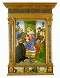 Madonna en kind met de heiligen Petrus, Johannes de Doper, Dominicus en Nicolaas van Bari, ca. 1481-85 (tempera en olieverf op paneel)
