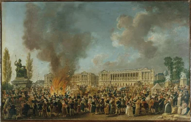 Het feest van de Eenheid en de Vereniging, op het Place de la Révolution, circa 1793
