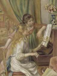 Jonge meisjes aan de piano