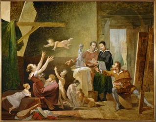 Het atelier van Francesco Albani (schilderij op doek)