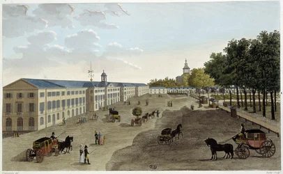 Zicht op de nieuwe galerij van het natuurhistorisch kabinet van de Jardin des Plantes - in Vues de Paris