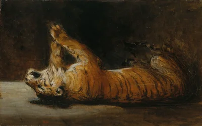 Tijger spelen (olieverf op doek)