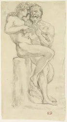 Studie van een naaktfiguur en een faun
