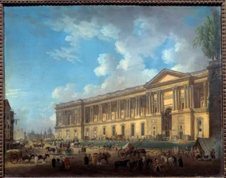De zuilengalerij van het pas vrijgemaakte Louvre. Uitzicht op Parijs