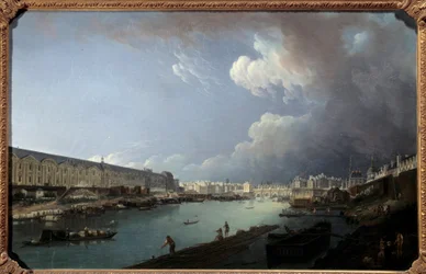 Uitzicht op het Louvre en het Ile de la Cite vanaf de Pont Royal.