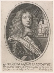 Portret van Lodewijk XIV (Louis XIV par la Grace de Dieu Roy de France et de Navarre)
