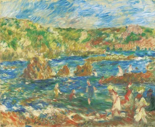 Kinderen op het strand Guernsey, ca. 1883