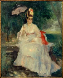 Vrouw met Parasol in de Tuin