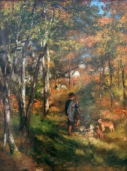 De Schilder Jules Le Coeur en Zijn Honden in het Bos
