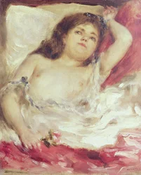 Halfnaakte vrouw in bed: De Roos, voor 1872
