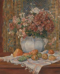 Stilleven met bloemen en cactusvijgen, ca. 1885