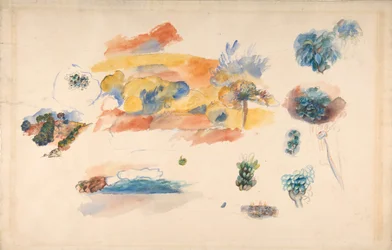 Studies van landschap, bomen en exotisch fruit, ca. 1885
