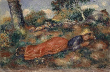 Jonge Vrouw Liggend in het Gras