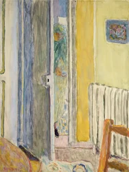 Een vrouw die de woonkamer binnenkomt, 1942