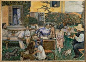 La famille Terasse, een bourgeoisiemiddag (olieverf op doek)