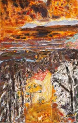 Landschap, het Roze Huis, Zonsondergang, ca. 1934