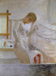 Staand Naakt bij de Toilette