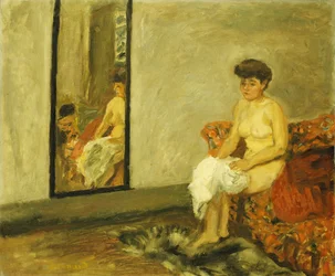 Naakt zittend op een rode stoel, 1908