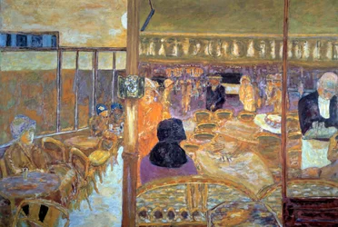 Place Clichy in Parijs in de avond, het café van de Kleine Poucet