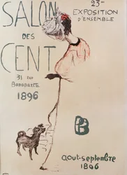 Poster die de 23e tentoonstelling van de Salon des Cent, 1896, adverteert