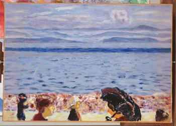 Het strand, blauwe zee, ca. 1930