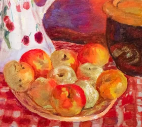 Gele en rode appels, detail