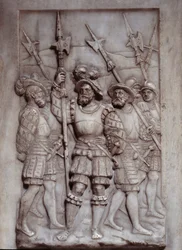 Soldaten (detail) van de bas-reliëfs van het graf van Frans I (1494 - 1547) gemaakt door Pierre Bontemps (1505/1510-1568/1570)