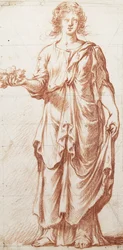 Een staande allegorische figuur