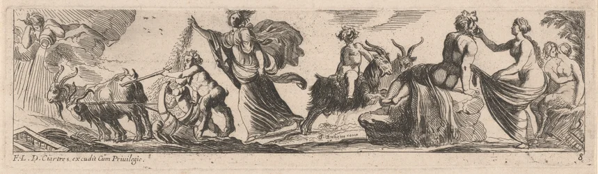 Satyr die een paar geiten drijft