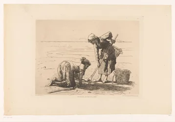 Vissers aan de kustlijn Pêcheuses au bord de la mer