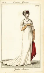 Vrouw in formele kleding getekend in de Opera, Parijs